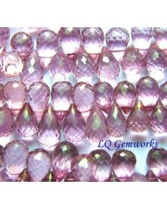 8" PINK SHIMMER QUARTZ 11-14mm Faceted Briolette Beads