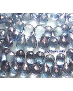 8" BLUE SHIMMER QUARTZ 11-14mm Faceted Briolette Beads
