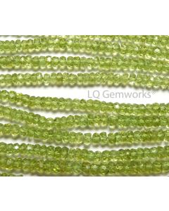 14" PERIDOT 3.5-4mm Microfaceted Rondelle Beads NATURAL AAA /R2