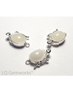 WHITE JADE & Sterling Silver 8x10mm Box Clasp