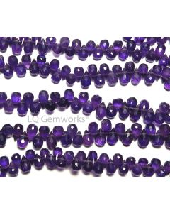 9" Grape Purple AMETHYST 6-7mm Faceted Teardrop Beads NATURAL AA+ /t3