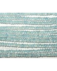 13" Strand AQUAMARINE 2.5mm Micro-Faceted Rondelle Beads NATURAL AAA /D1