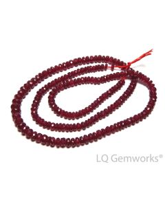 15" Genuine RUBY 3-4.5mm Faceted Rondelle Beads AAA NATURAL /R31
