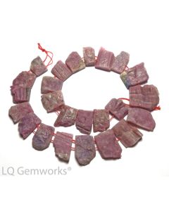 15.5" PINK TOURMALINE 20-30mm Double Drill Plate Beads NATURAL /V4