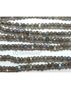 13.5"  LABRADORITE 3.5mm Micro-Faceted Rondelle Beads AAA