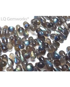 8" LABRADORITE 9-12mm Teardrop Beads NATURAL AAA /t2