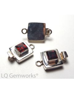 GARNET 925 Sterling Silver 26mm Faceted Box Clasp /G4