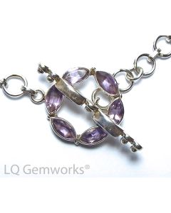 AMETHYST 925 Sterling Silver 21mm Stone Toggle Clasp /AE