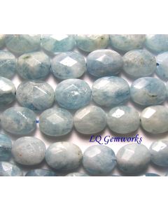 16" AQUAMARINE 11x13mm Faceted Oval Beads