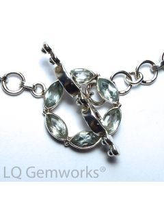 BLUE TOPAZ 925 Sterling Silver 21mm Stone Toggle Clasp /BE