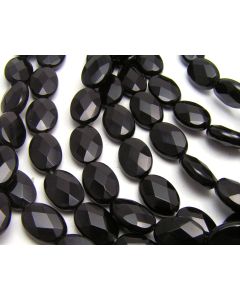15.5" Strand BLACK ONYX  10x14mm Faceted Oval Beads