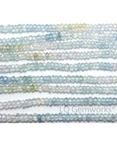 13" AQUAMARINE MORGANITE BERYL Micro-Faceted Rondelle Beads AAA NATURAL /L1