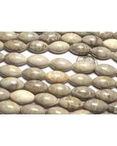 15" Strand  "Petoskey"  FOSSIL CORAL 10x18mm Rice Oval Beads NATURAL