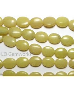 15.5" Strand LEMON OLIVE JADE 10x14mm Oval Beads