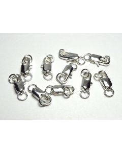 10 SILVER PLATED BRASS Lobster Claw Clasps 4.5x12mm