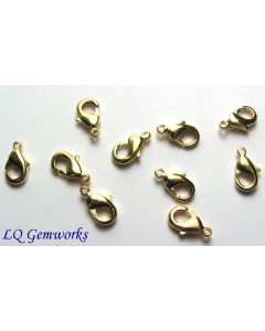 10 GOLD PLATED BRASS 6x10mm Oval Lobster Claw Clasps