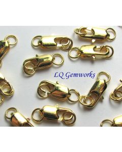10 GOLD PLATED BRASS Lobster Claw Clasps 4.5x12mm