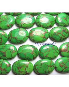 6 ea GREEN LIME BRONZE KINGMAN TURQUOISE 18x25mm Oval Beads