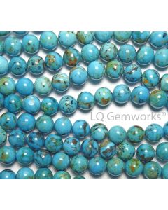 Blue Green KINGMAN TURQUOISE Round Beads-10mm-15in