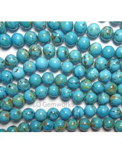 Blue Green KINGMAN TURQUOISE Round Beads-12mm-7.5in