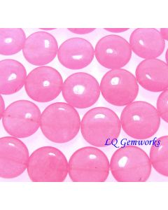 15.5" Strand PINK CANDY JADE 12mm Coin Beads 