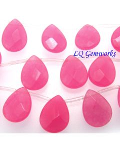 15.5" Strand PINK CANDY JADE 15x20mm Faceted Teardrop Beads 
