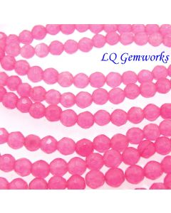 15.5" Strand PINK CANDY JADE 4mm Faceted Round Beads 