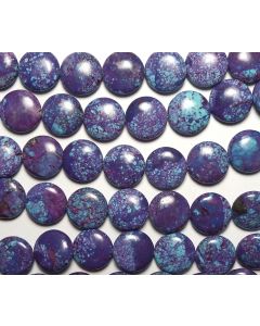 15"  PURPLE KINGMAN TURQUOISE 14mm Coin Beads