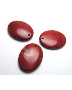 THREE (3) RED JASPER 30x40mm Puffed Oval Pendant Beads