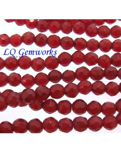 15.5" Strand RUBY RED JADE 4mm Faceted Round Beads 