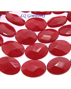 15.5" Strand RUBY RED JADE 13x18mm Faceted Oval Beads 