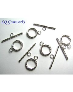 5 ea SILVER FILLED BRAIDED 12mm Toggle Clasps 