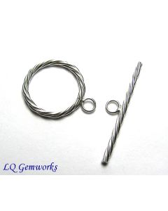 5 ea SILVER FILLED BRAIDED 17mm Toggle Clasps SF3