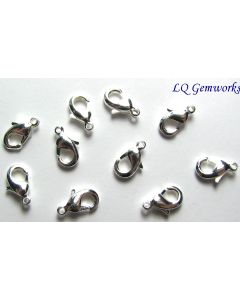 10 SILVER PLATED BRASS 6x10mm Oval Lobster Claw Clasps