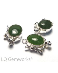 GREEN JADE 925 Sterling Silver 8x10mm Box Clasp
