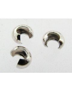 100 ea SILVER PLATED BRASS 3mm Crimp Covers