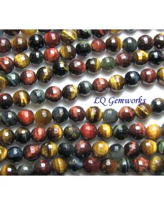 15.5" RED BLUE GOLD TIGER EYE 10mm Faceted Round Beads